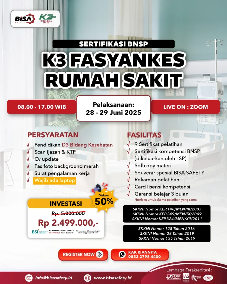 Materi Pelatihan K3 Rumah Sakit, Pelatihan K3 Rumah Sakit, Pelatihan K3 Rumah Sakit 2025, Pelatihan K3 Rumah Sakit Kemnaker, Pelatihan Ahli K3 Rumah Sakit, Pelatihan K3 RS, Pelatihan K3 RS 2025
