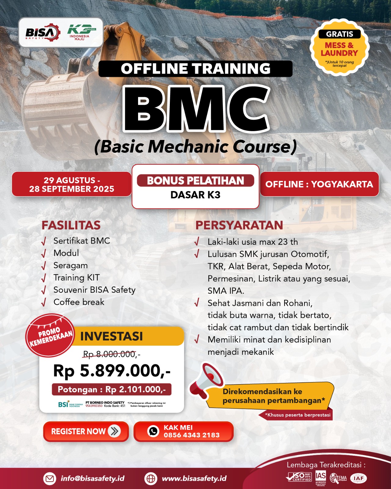 Pelatihan Training & Sertifikasi BMC (Basic Mechanic Course)